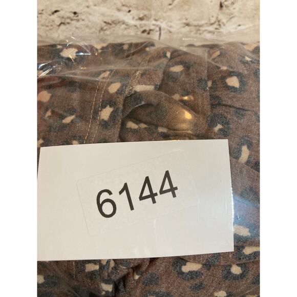 Cerule Top Womens Large Brown Leopard Cheetah Cinched Dolman Sleeve Tie Waist - Picture 10 of 13